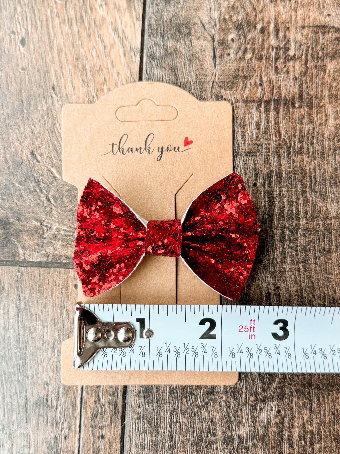 Red Leather Bow - Small