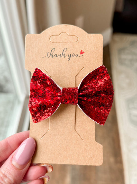 Red Leather Bow - Small